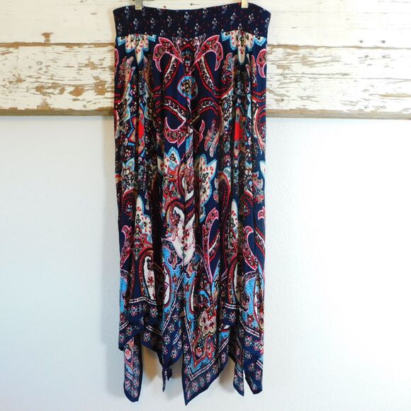 BILA Boho Skirt XL Festival Flowy Hippie Long Handkerchief Hem Elastic Waist NWT - Picture 9 of 9